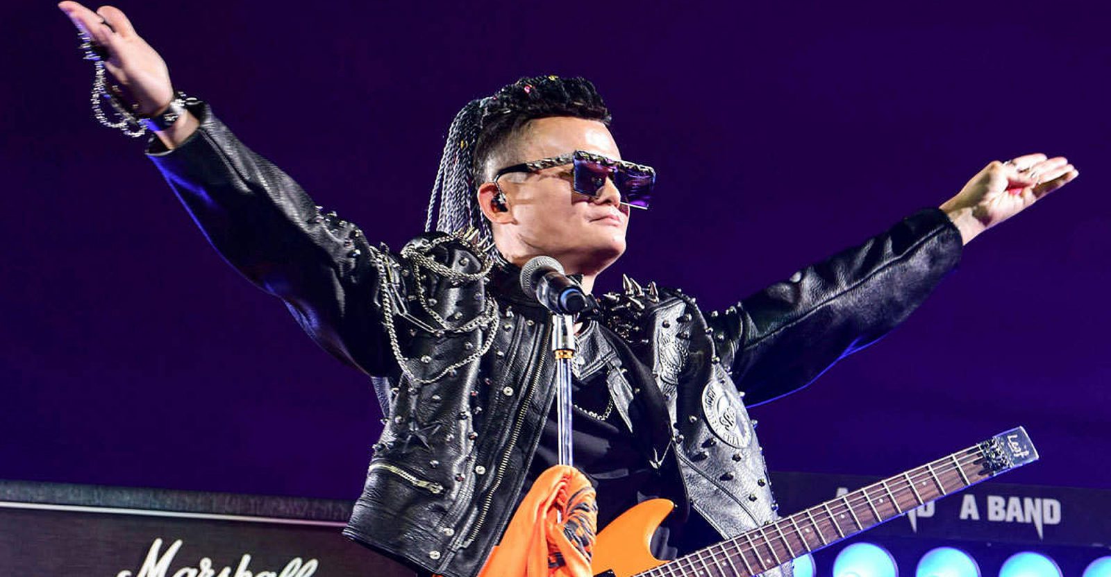 Jack Ma, the founder of Alibaba Group, performs at the company's 20th-anniversary celebration